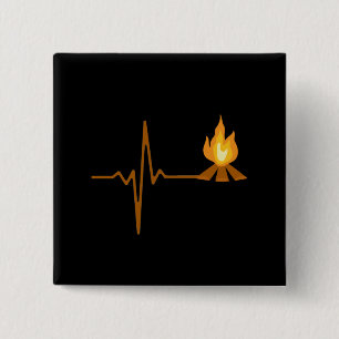 Campfire Heartbeat Camping 2 Inch Square Button