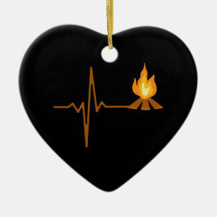 Campfire Heartbeat Camping Ceramic Ornament