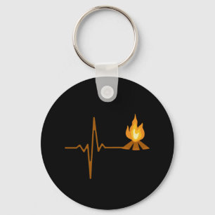 Campfire Heartbeat Camping Keychain