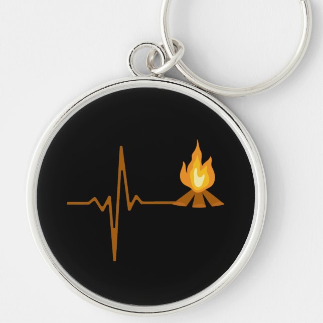 Campfire Heartbeat Camping Keychain (Front)