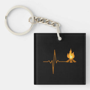 Campfire Heartbeat Camping Keychain