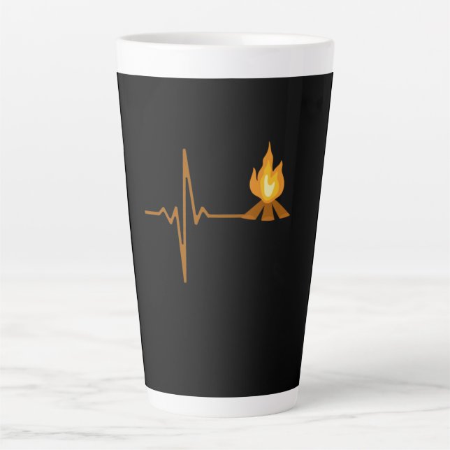 Campfire Heartbeat Camping Latte Mug (Front)