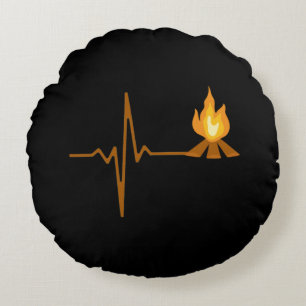 Campfire Heartbeat Camping Round Pillow