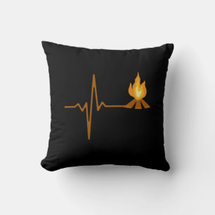 Campfire Heartbeat Camping Throw Pillow