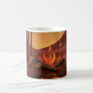 Campfire in the forest. coffee mug