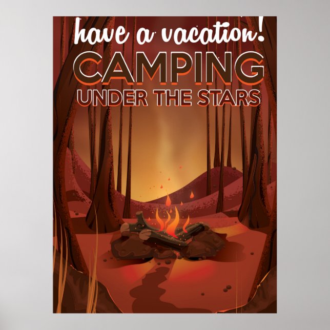 Campfire in the forest. poster (Front)