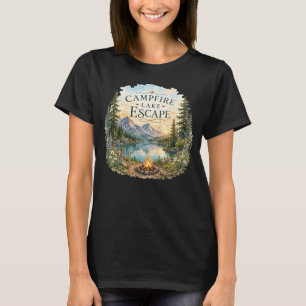 Campfire Lake Escape Mountain Wilderness Camping T-Shirt