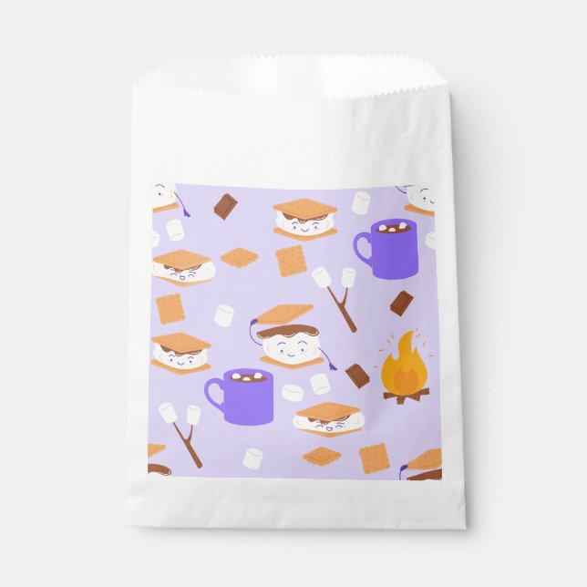 campfire marshmallow chocolate smores purple favour bag (Front)