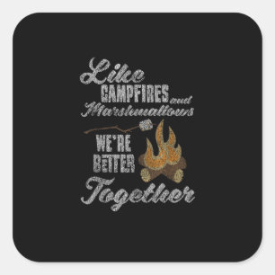 Campfire Marshmallows Better Together Distressed V Square Sticker