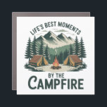 Campfire Moments Fridge  Car Magnet<br><div class="desc">Bring the outdoors indoors with the Campfire Moments Fridge Magnet, a campfire scene magnet and mountain camping fridge decor piece. This rustic adventure magnet features a cozy campfire scene printed on durable vinyl, making it the perfect camper cabin fridge accessory or forest camping gear magnet. Its retro nature vinyl decal...</div>