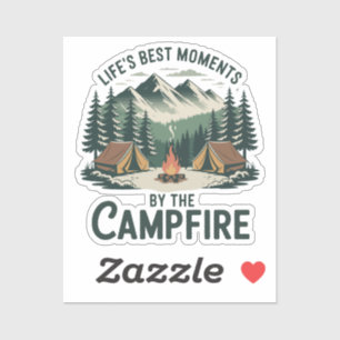 Campfire Moments Sticker   Retro Camping Tent