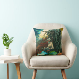 Campfire Mountain Man Adirondacks Winslow Homer  Throw Pillow