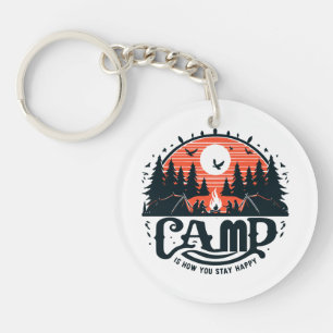 Campfire Nights Amid Pine Forests Keychain