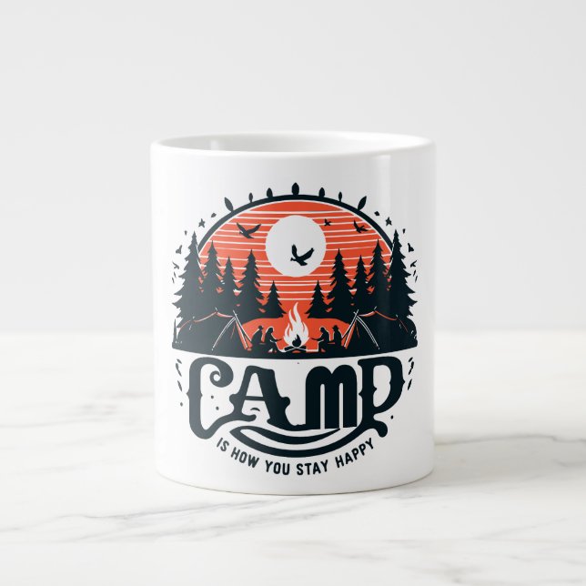 Campfire Nights Amid Pine Forests Large Coffee Mug (Front)
