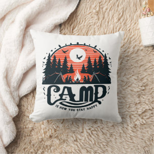 Campfire Nights Amid Pine Forests Throw Pillow