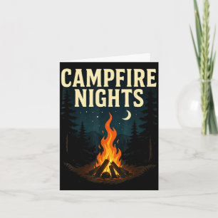 Campfire nights camping forest mountains card