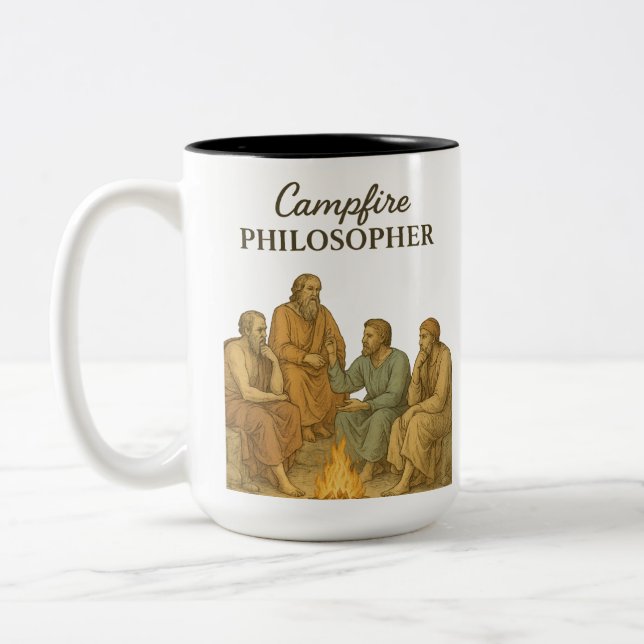 Campfire Philosopher Premium Two-Tone Coffee Mug (Left)