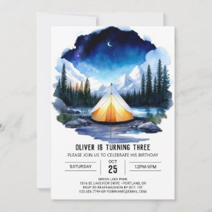 Campfire & Pine Trees Invitation Anniversaire