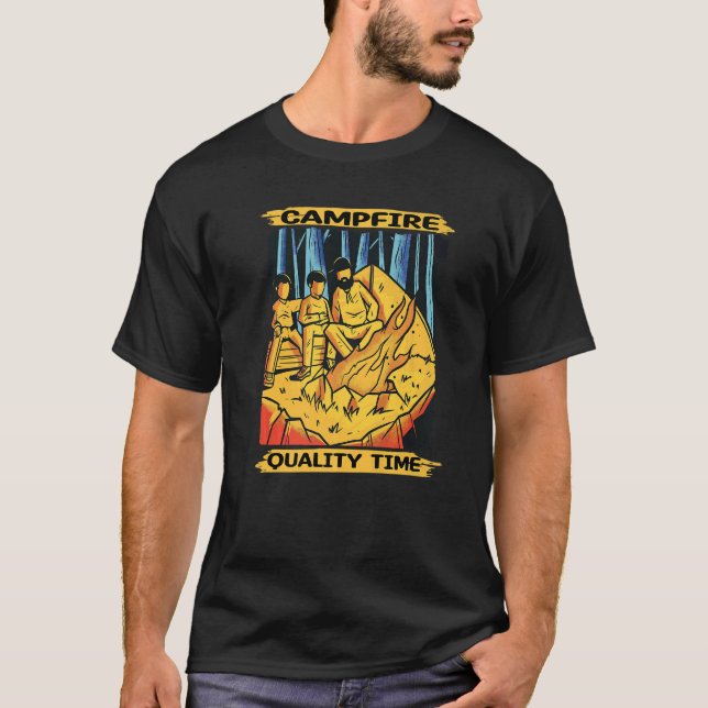 Campfire Quality Time for Fire Camping   T-Shirt (Front)