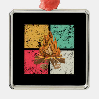 Campfire Retro Vintage Metal Ornament