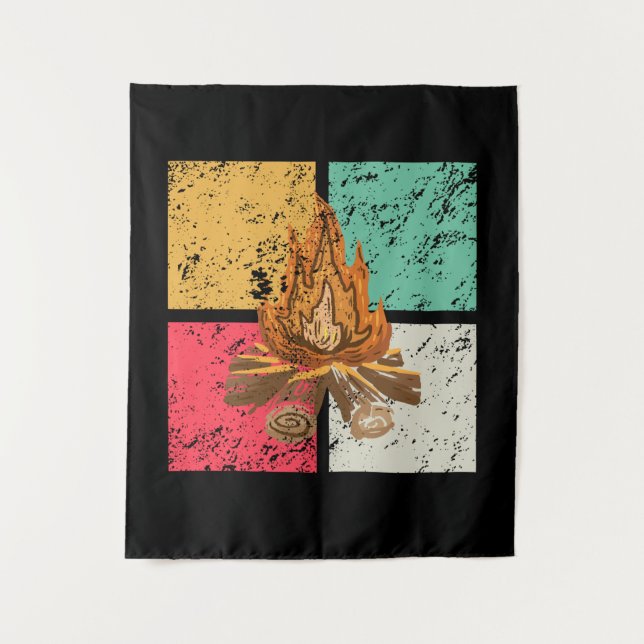 Campfire Retro Vintage Tapestry (Front)
