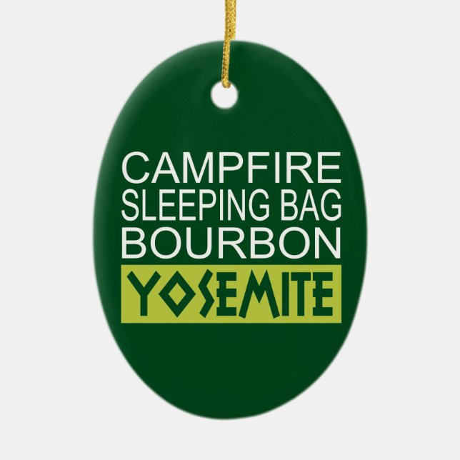 Campfire Sleeping Bag Bourbon Yosemite Ceramic Ornament (Front)