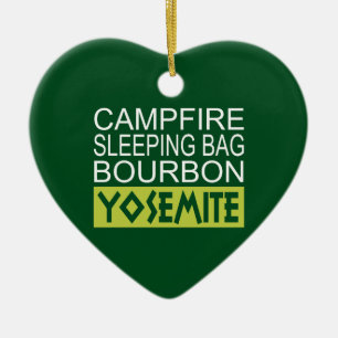 Campfire Sleeping Bag Bourbon Yosemite Ceramic Ornament