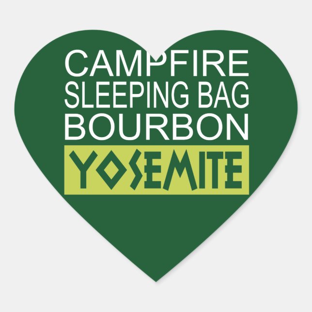 Campfire Sleeping Bag Bourbon Yosemite Heart Sticker (Front)