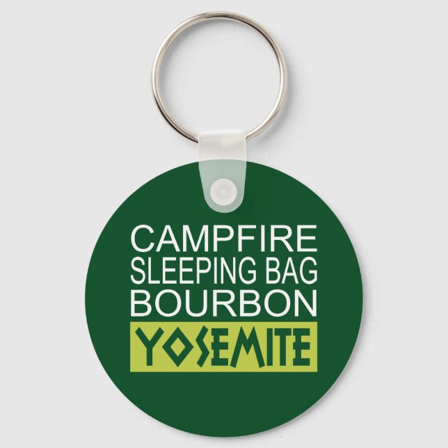 Campfire Sleeping Bag Bourbon Yosemite Keychain (Front)