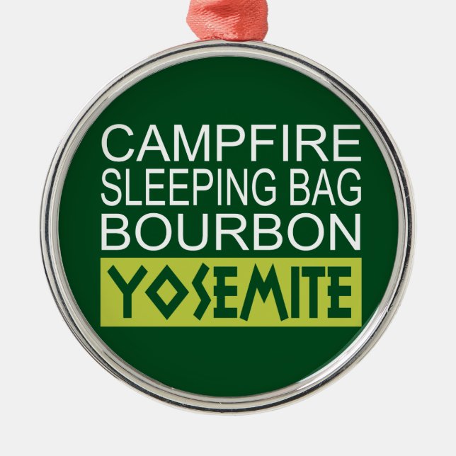Campfire Sleeping Bag Bourbon Yosemite Metal Ornament (Front)