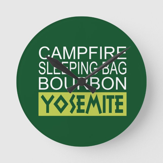 Campfire Sleeping Bag Bourbon Yosemite Round Clock (Front)