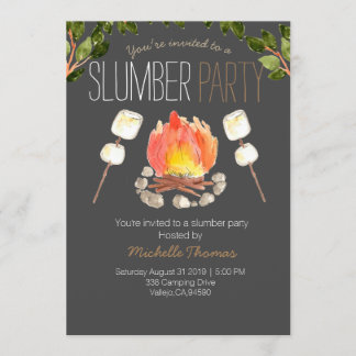 campfire slumber party camping invitation