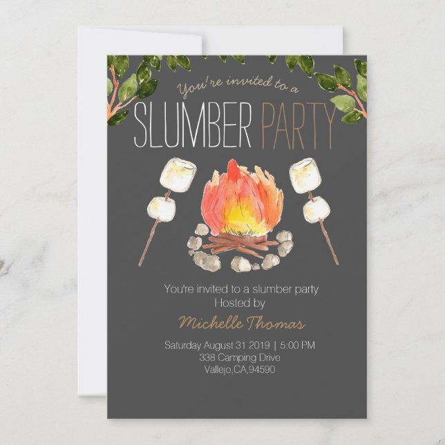 campfire slumber party invitation de camping (Devant)