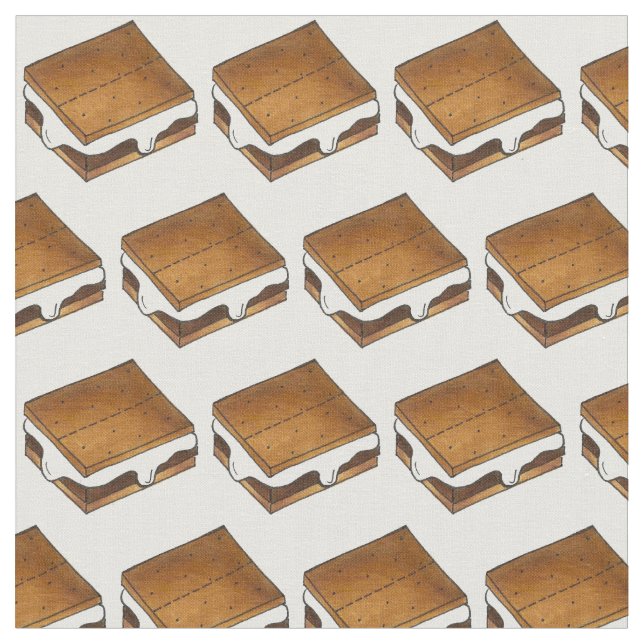 Campfire S'mores Chocolate Toasted Marshmallow Fabric (Close Up)