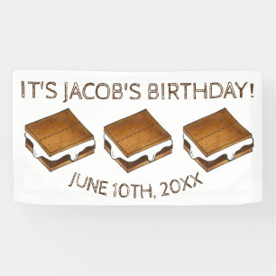 Campfire S'mores Marshmallow Smores Birthday Party Banner