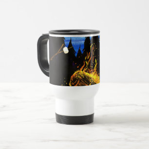 Campfire Sunset Wilderness Scene for Outdoor Travel Mug