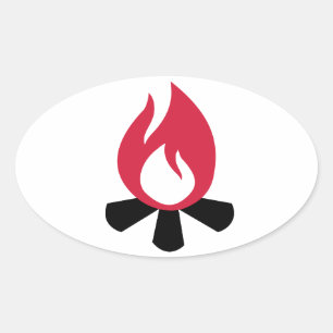 Campfire symbol oval sticker