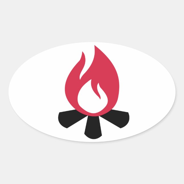 Campfire symbol oval sticker (Front)