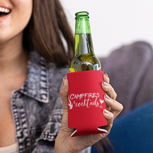 Campfires and Cocktails Camping Drinking Can Cooler (Creator Uploaded)