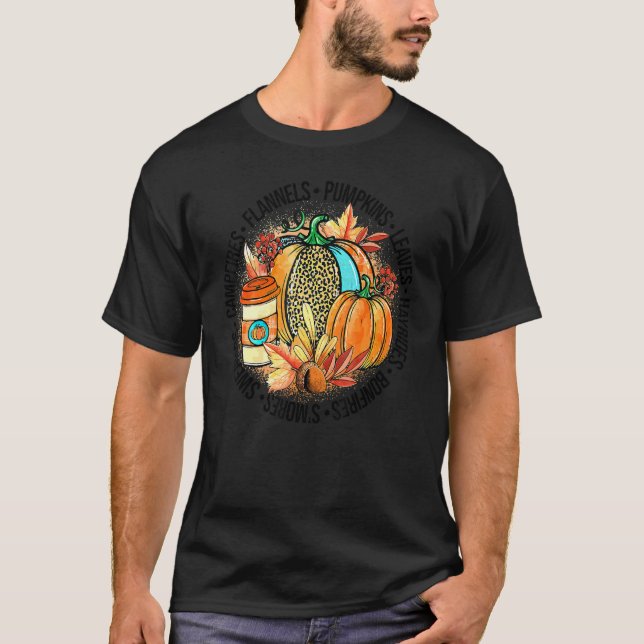 Campfires Flannels Pumpkins Spice Leaves Hayrides  T-Shirt (Front)