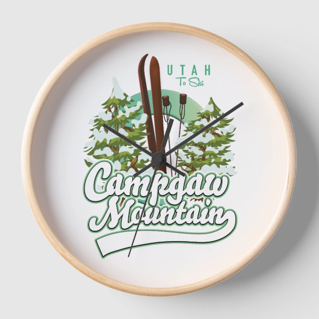 Campgaw Mountain Utah Ski logo Clock (Front)