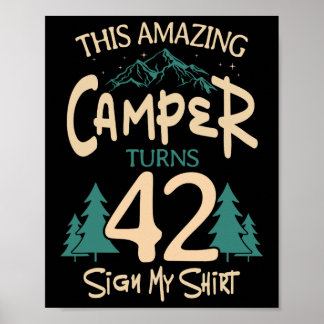 Camping 42nd Birthday Camper Party Campfire Tent H Poster