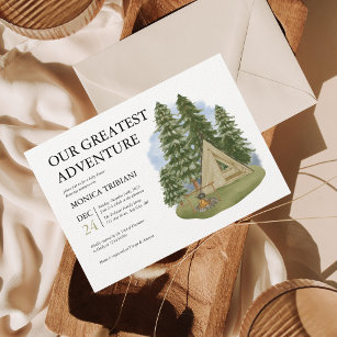 Camping Adventure Awaits Gender Neutral Baby Invitation
