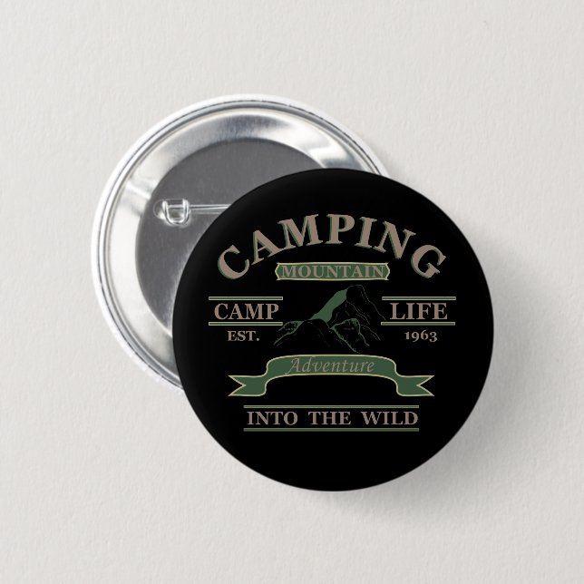 Camping adventure camper life 2 inch round button (Front & Back)