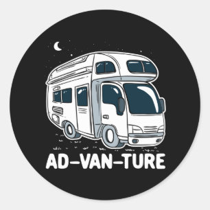 Camping Adventure Camper Van Classic Round Sticker