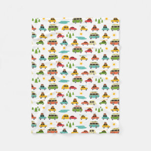 Camping Adventure Caravan Fleece Blanket