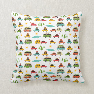 Camping Adventure Caravan Throw Pillow