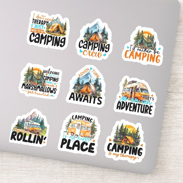 Camping Adventure Custom-Cut Vinyl Sticker (Detail)