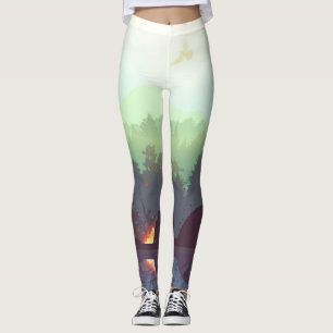 Camping Adventure Forest Mountain Illustration Leggings