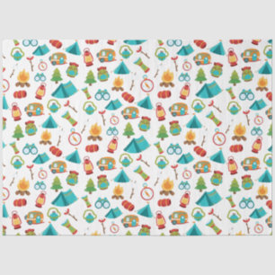 Camping Adventure Pattern on White Tissue Paper